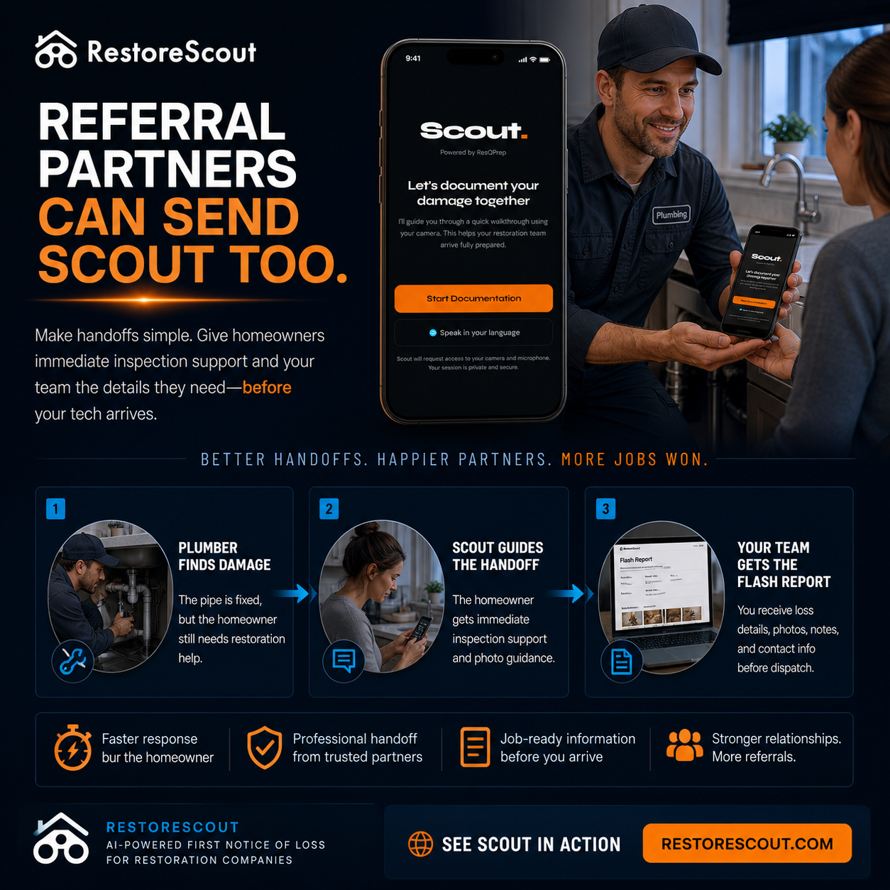 RestoreScout: Referral partners can send Scout too.